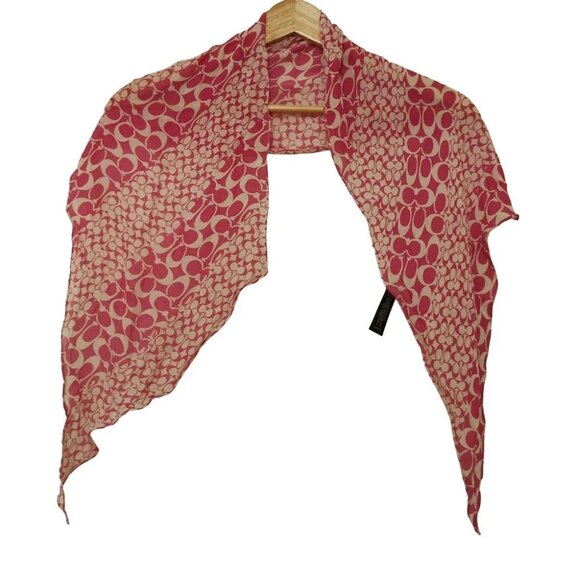 Auth COACH - Pink White Scarf - Picture 1 of 8